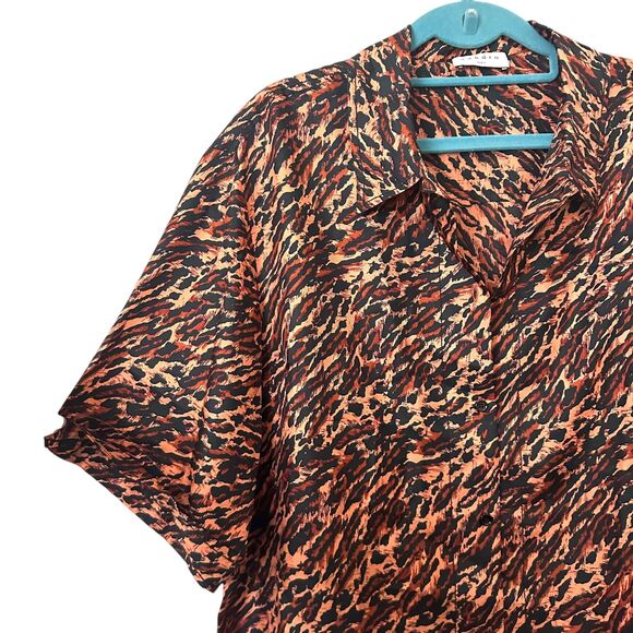 SANDRO Animal Print Buttoned Down Silk Blouse Sz 4 - Picture 4 of 7